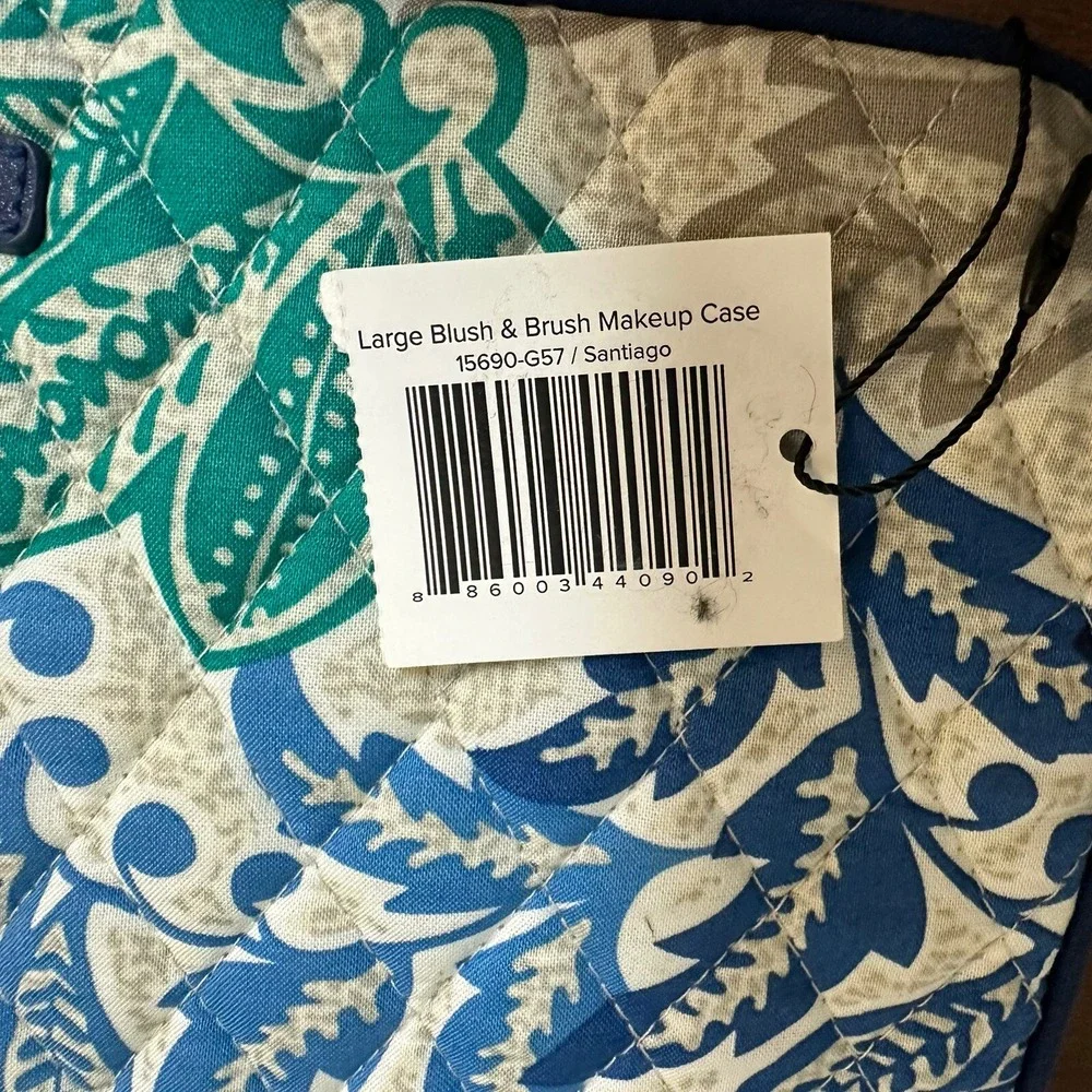 Vera Bradley Large Blush & Brush Makeup Case Santiago Cosmetics Bag NEW